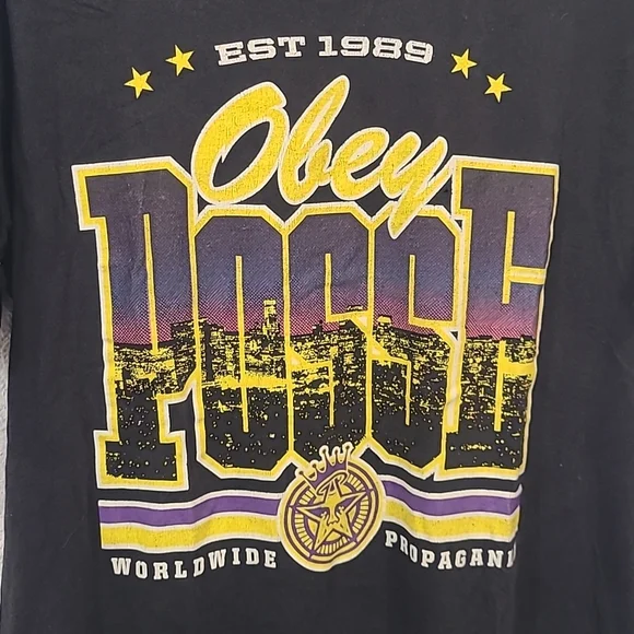 Obey black tshirt worldwide propaganda large - Picture 7 of 9